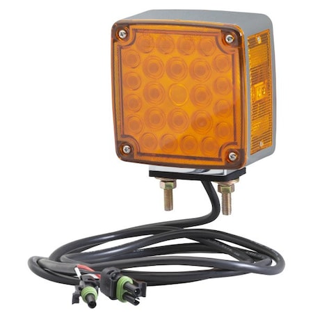 Grote Lighting Hi Count Double-Face LED Stop Tail Turn Lights, Amber, Chrome, 12V, Pedestal Mount G5543