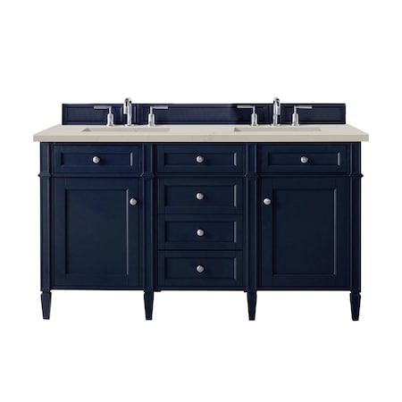 James Martin Vanities Brittany 60" Double Vanity, Victory Blue, w/ 3 CM Siberian Silestone Top 650-V60D-VBL-3SFR