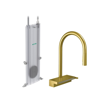 Hansgrohe Aquno Select HighArc Kitchen Faucet, 3-Spray Pull-Down with sBox, 1.75 GPM in Brushed Gold Optic 73831251