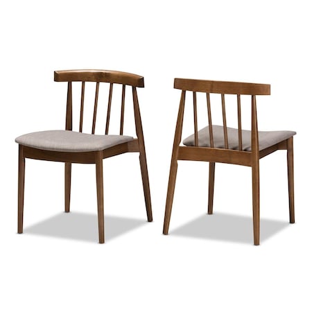 Baxton Studio Florence Dining Chair Wyatt Mid - Century Modern Walnut Wood Dining Chair - Set of 2, 2PK 842507125325