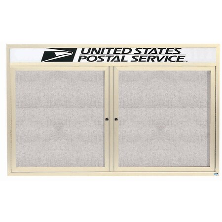 Aarco Outdoor Enclosed Bulletin Board w/ Al Frame Header, Powder Coated Ivory, Neutral 36''Hx60''W ODCC3660RHIV