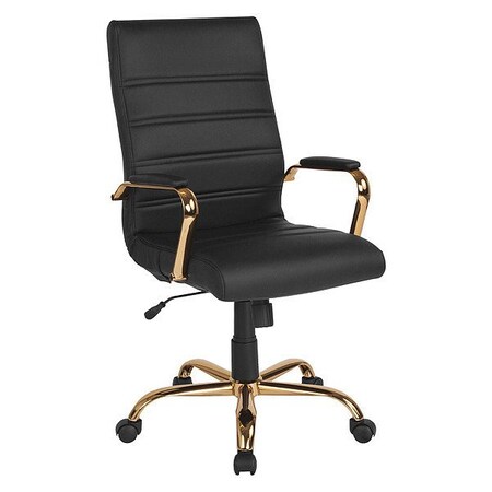 Flash Furniture Office Chair, 43 in H, Gold GO-2286H-BK-GLD-GG