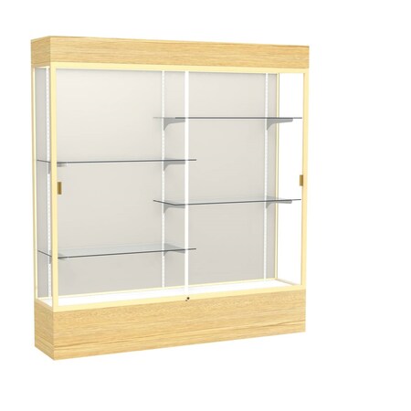 Ghent Lighted Floor Display Case 72x80x16, Plaque, Champange 2176PB-GD-LV