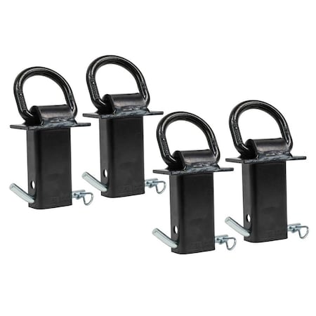 Mytee Products Trailer Stake Pocket -Small 5/8in Forged D Ring Black Powder Coated 5400lbs WLL, 4PK SPDR-Sx4