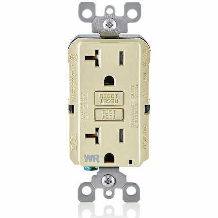 Leviton Self-Test GFCI Receptacle, Nafta-ARRA 20 Amp, 125 Volt, 5-20R NEMA GFWT2-FI