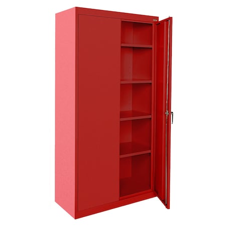 Sandusky Lee Storage Cabinet, 72 in H, 36 in W, 18 in D, Swing, Keyed, Red, 4 Shelves CA41361872-01