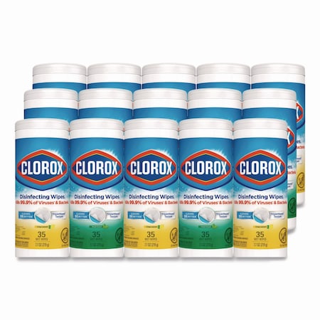 Clorox Disinfecting Wipes, Cleaning Wipes, 1-Ply, 7 x 8, Fresh Scent/Citrus Blend, 35 Wipes, PK15 CLO 30112