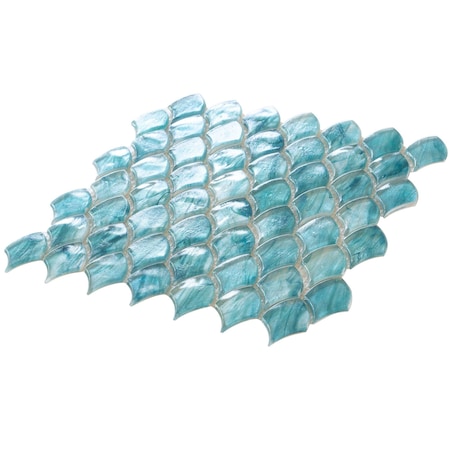 Apollo Tile Majeste 10.8 in. x 11.3 in. Glossy Sea Blue Glass Mosaic Wall and Floor Tile 8.48 sqft/case, 10PK APLASL8803A