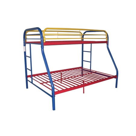 Homeroots 78" X 54" X 60" Twin Over Full Rainbow Metal Tube Bunk Bed 286577