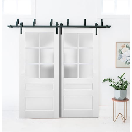 Sartodoors Sliding Closet Barn Bypass Doors White Solid Core Modern Interior VEREGIO7339BBB-WS-36