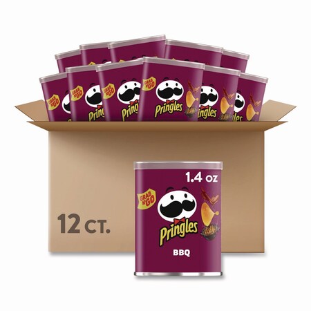 Pringles Grab and Go BBQ Crisps, 1.4 oz Can, 12PK KEE18372