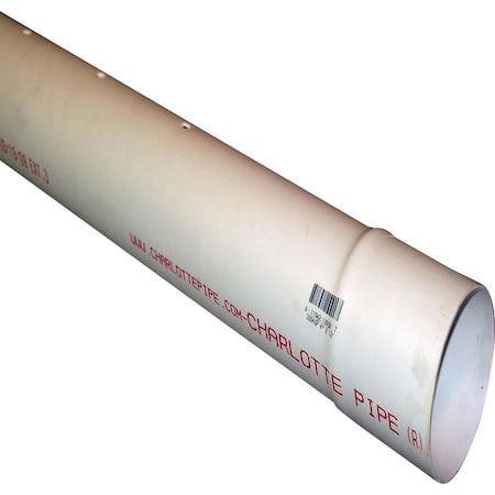 Charlotte Pipe And Foundry 4''x10'' Perforated PVC Drain & Sewer Pipe Belled End, 2-Row PVC 30040P 0800