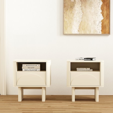 Manhattan Comfort Ella Nightstand in Cream- Set of 2 2-NS005-CR