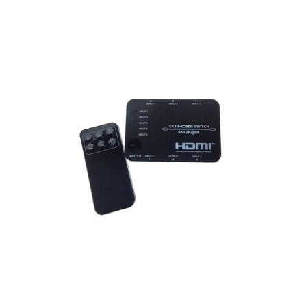 Cable Wholesale 2.0 HDMI Switch, 5 way, 5x1, HDMI High Speed with Ethernet, 4K at 60Hz, HDCP2.2, USB powered. 41V3-21050