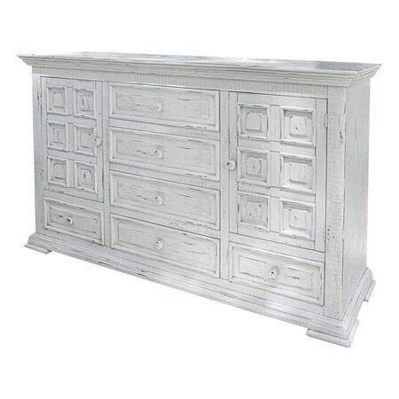 Homeroots 69" White Solid Wood Six Drawer Triple Dresser 524532