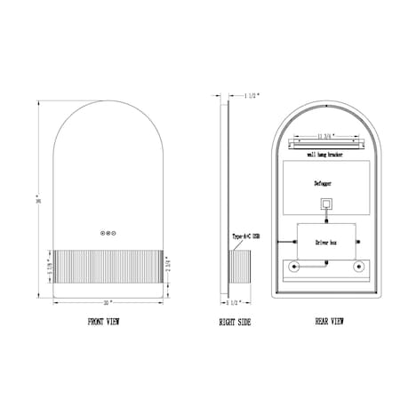Euf Erabel, Mirror, 20"X36", Matte Black, Black Resin, Arch 50819-010