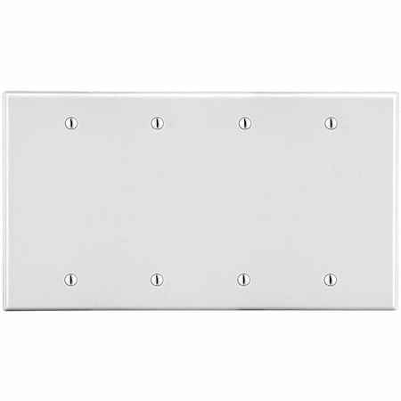 Hubbell Wiring Device-Kellems Wallplate, 4-Gang, 4 Box Mount Blank, White P43W