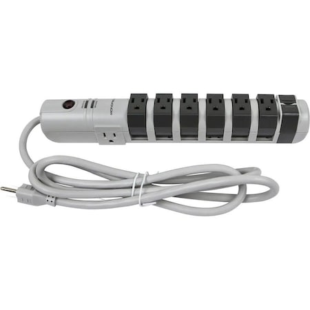 Monoprice Outlet Strip, Surge, 5-15R, 5-15P, 6 ft, Silver 11146