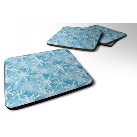 Carolines Treasures Watercolor Snowflake on Blue Foam Coaster, Set of 4 BB7553FC