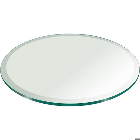Fab Glass And Mirror 24in in Round Glass Table Top 1/4in Thick Tempered Beveled Edge by, Wall Mirror, Safety Backing 24RT6THBETE