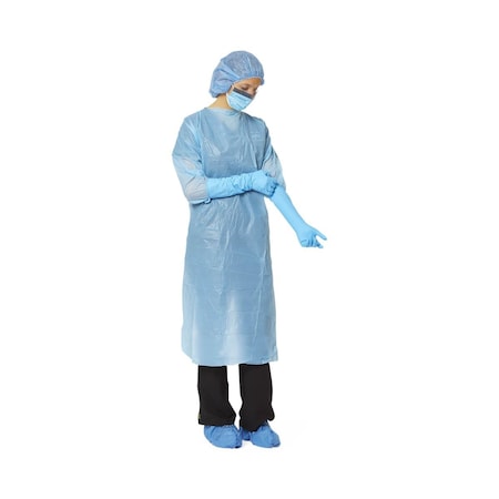 Medline Polyethylene Gowns with Thumb Loop, Blue, Size Regular, 75PK CRI5000