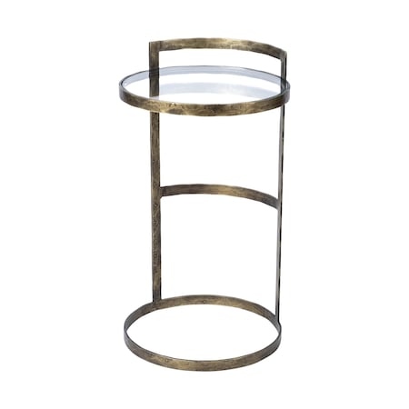 Homeroots 27" Gold And Clear Glass Round End Table 380690