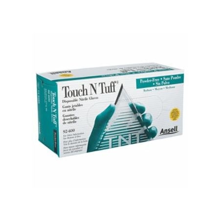 Touchntuff Nitrile Powder-Free Disposable Gloves, Smooth, 5.5 mil Finger/4.9 mil Palm, Medium, Green 012-92-600-7.5-8