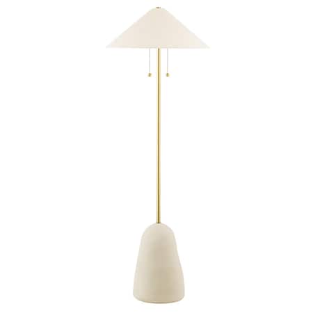 Mitzi Eny Lee Parker X Maia 2 Light Floor Lamp 40 In. Aged Brass/Ceramic Textured Beige HL692401-AGB/CBG