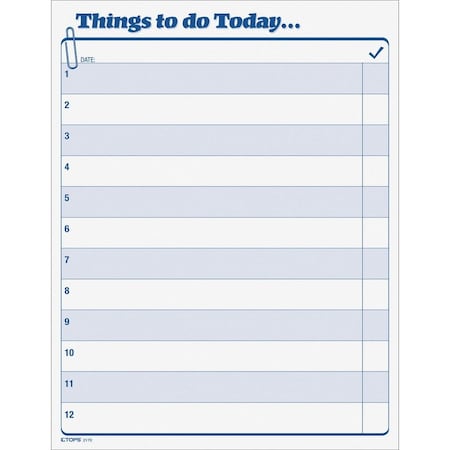 Tops Business Forms Tops Things To Do Today Pad, 8-1/2" x 11", White, 100 Sheets/Pad 2170