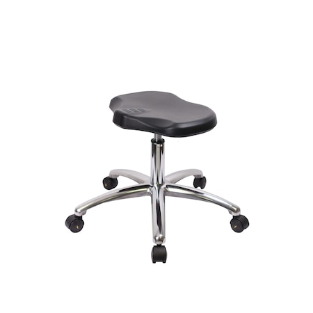Blue Ridge Ergonomics Polyurethane ESD Ray Stool Chrome - Desk Height with ESD Casters in ESD Black Polyurethane ESD-PRPDHSL-CR-EC