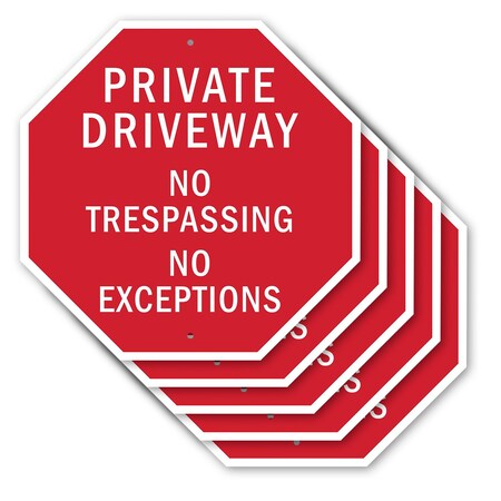 Signmission Private Driveway No Trespassing No, 10 inch X 10 inch, Aluminum Metal Signs, 5PK OC-A-5Pack-10-163