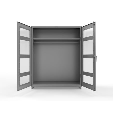 Strong Hold 14 GA Industrial Clear View Uniform Cabinet with Hanger Rod 56-LD-WR-241-L