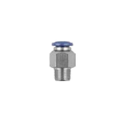 Usa Industrials Push to Connect Tube Fitting, Nickel Plated Brass w/ Plastic Release Ring, Male Straight, ZUSA-TF-PTC-NPBR-384