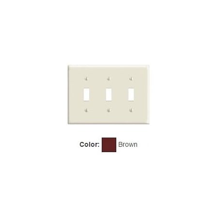 Leviton Switch Wallplate, Midway Size, Gang 3, Brown PJ3