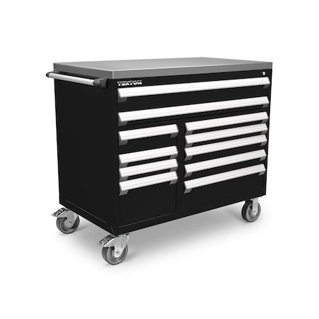 Tekton Rolling Tool Cabinet, 11 Drawer, Black, Steel, 48 in W x 27 in D x 41-1/2 in H OCL43102SST