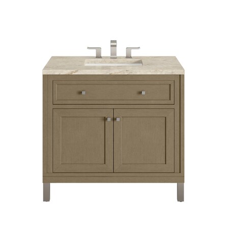 James Martin Vanities Chicago 36" Single Vanity, Walnut Whisper, w/ 3 CM Tajnar Eclos Top 503-V36-WLW-3TJR