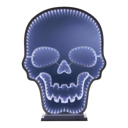 Celebrations Halloween White 23 in. LED Prelit Skull Infinity Halloween Decor 22-09010A