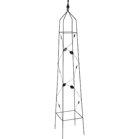 Best Garden 60'' Black Metal Leaf Obelisk 754477