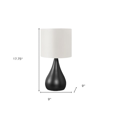 Homeroots Set of Two 18" Black Metal Round Table Lamps With Ivory Drum Shade 545824