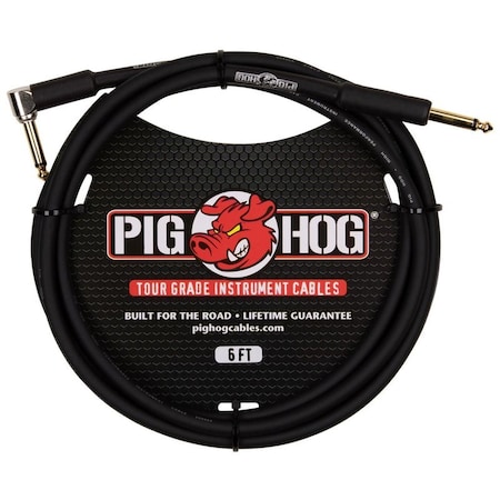 Pig Hog 6-Feet 1/4-in - 1/4-in Right Angle 8mm Inst. Cable PH6R