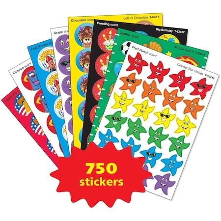 Trend Scratch n Sniff Stinky Stickers Assortment Pack, 750-Sticker Set T83912