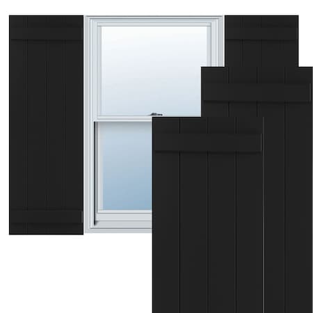 Ekena Millwork True Fit PVC Four Board Joined Board-n-Batten Shutters, Black, 21 1/2W x 67H, PR TFP101BBF21X067BL