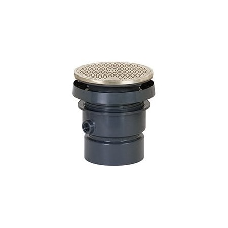 Sioux Chief 4" PVC FinishLine Round Adjustable Complete Assembly Floor Drain, Nickel Bronze Strainer 834-4PNR