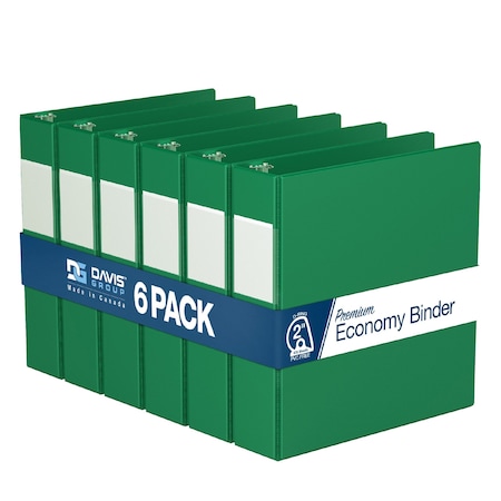 Davis Group Premium Economy, Angle D Ring, Binder, (Green, 2"), PK6 2304-04-06