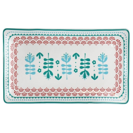 Gibson Home Village Vines 10.6 Inch Fine Ceramic Rectangular Platter in Multi 131541.01
