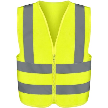 Neiko High Visibility Safety Vest with Reflective Strips, XXX-Large Neon Yellow, Zipper Front For Safety 53949A
