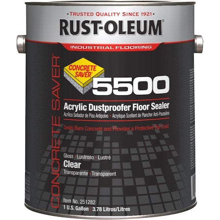 Rust-Oleum 1 gal Concrete Dustproofer Floor Sealer, Semi-Gloss Finish, Clear, Water Base 251282