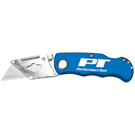 Performance Tool Folding Lock Back Utility Knife, Blue W2601