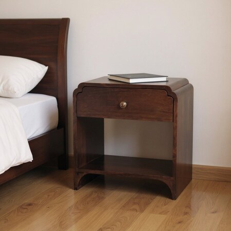 Homeroots 20" Chestnut Solid Wood One Drawer Nightstand 651493