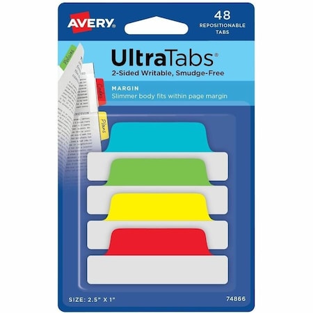 Avery TABS, 2.5inX1", 48 ASSTCOLORS, 6PK AVE74866